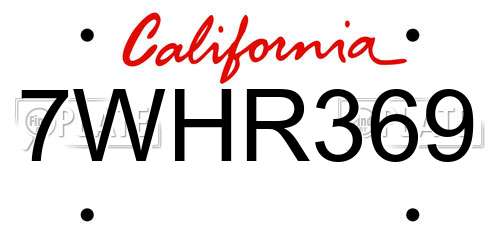 7WHR369 California License Plate