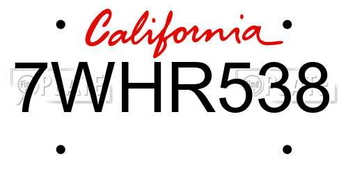 7WHR538 California License Plate