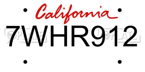 7WHR912 California License Plate