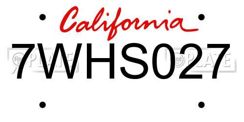 7WHS027 California License Plate