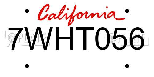 7WHT056 California License Plate