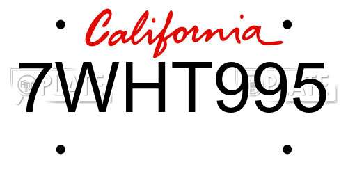 7WHT995 California License Plate