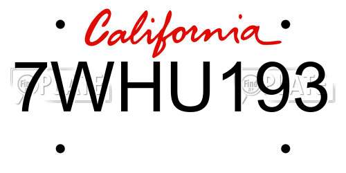 7WHU193 California License Plate