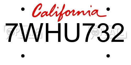7WHU732 California License Plate