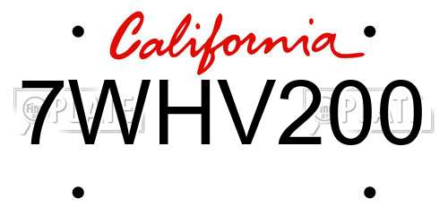7WHV200 California License Plate