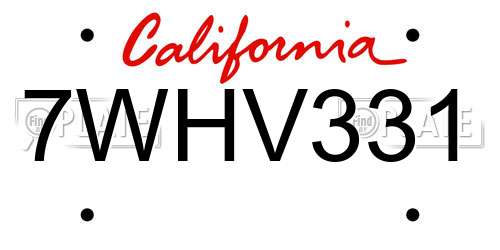 7WHV331 California License Plate