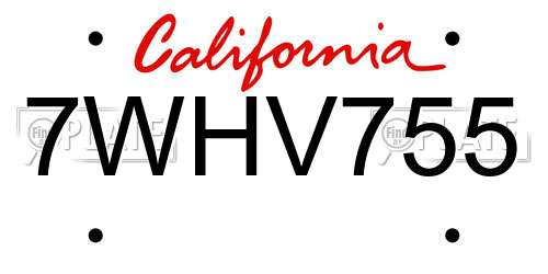 7WHV755 California License Plate
