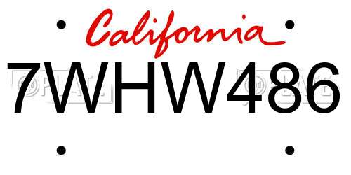 7WHW486 California License Plate