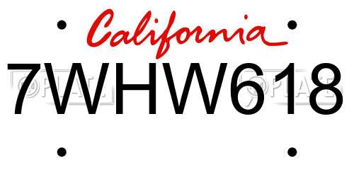 7WHW618 California License Plate