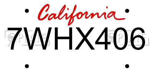 7WHX406 California License Plate