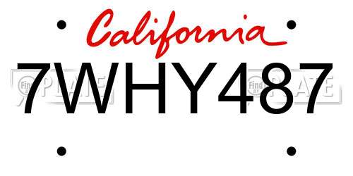 7WHY487 California License Plate