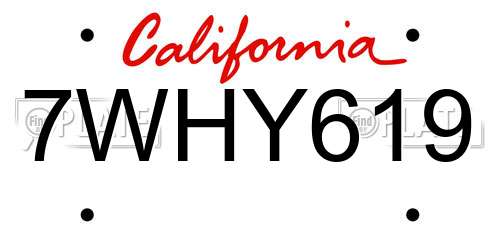 7WHY619 California License Plate