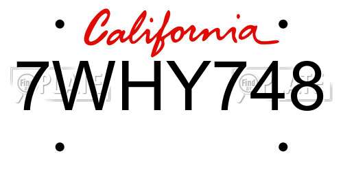 7WHY748 California License Plate