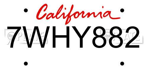 7WHY882 California License Plate