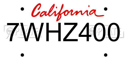 7WHZ400 California License Plate