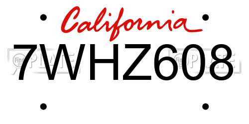7WHZ608 California License Plate