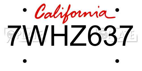 7WHZ637 California License Plate