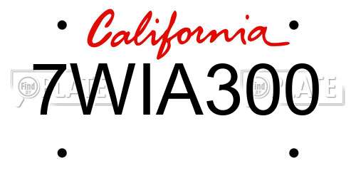 7WIA300 California License Plate