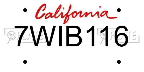7WIB116 California License Plate