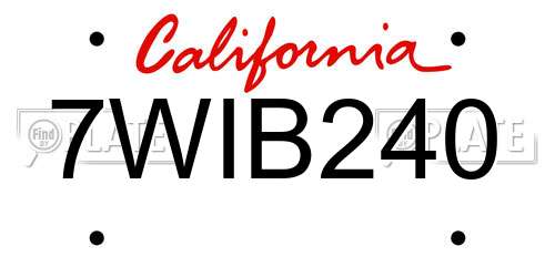 7WIB240 California License Plate