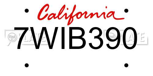 7WIB390 California License Plate