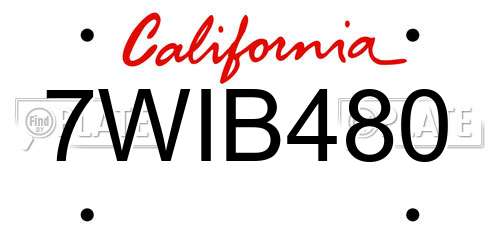 7WIB480 California License Plate