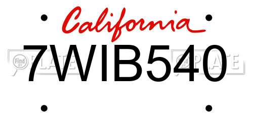 7WIB540 California License Plate