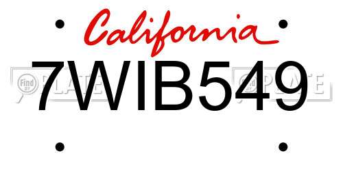7WIB549 California License Plate