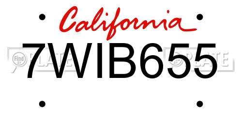 7WIB655 California License Plate