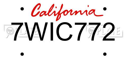 7WIC772 California License Plate