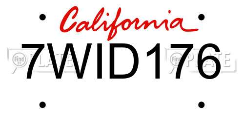 7WID176 California License Plate