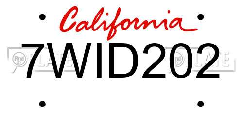 7WID202 California License Plate