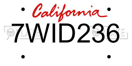 7WID236 California License Plate