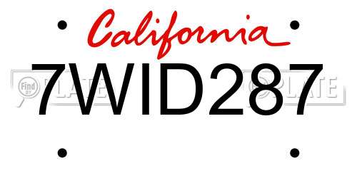7WID287 California License Plate