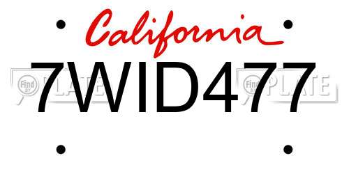 7WID477 California License Plate