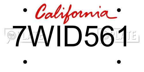 7WID561 California License Plate