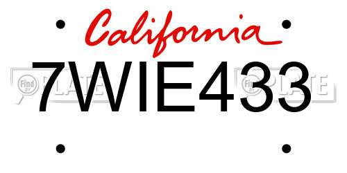 7WIE433 California License Plate