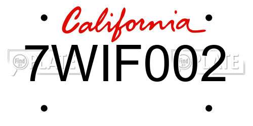 7WIF002 California License Plate