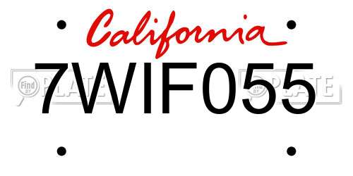 7WIF055 California License Plate