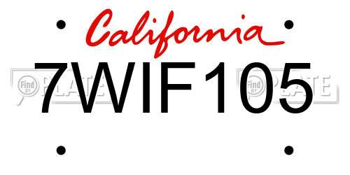 7WIF105 California License Plate