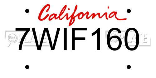 7WIF160 California License Plate