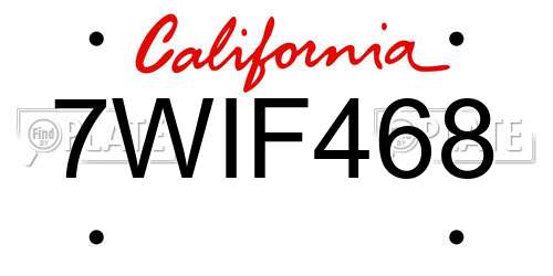 7WIF468 California License Plate
