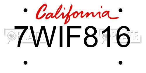 7WIF816 California License Plate