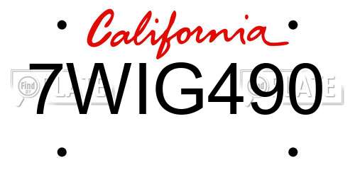 7WIG490 California License Plate