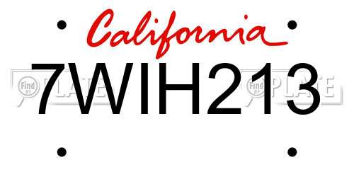 7WIH213 California License Plate