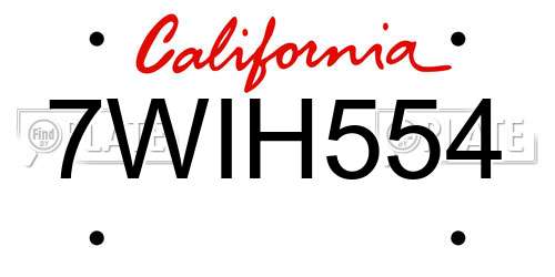 7WIH554 California License Plate