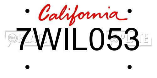 7WIL053 California License Plate
