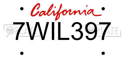 7WIL397 California License Plate