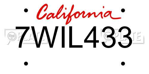 7WIL433 California License Plate