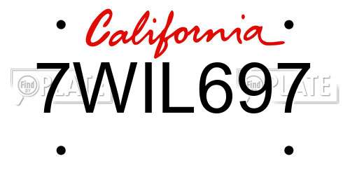 7WIL697 California License Plate